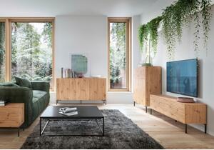 Mobile TV 175 Cm Listellato 2 Ante Rovere Piedini Neri Zenith