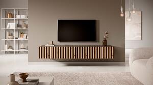 Mobile TV Sospeso Listellato 175 Cm Nero E Rovere Astra