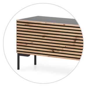 Mobile TV Da Terra 140 Cm Listellato 2 Ante Nero E Rovere Zenith