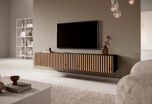 Mobile TV Sospeso Listellato 175 Cm Nero E Rovere Astra