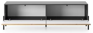 Mobile TV Da Terra 140 Cm Listellato 2 Ante Nero E Rovere Zenith