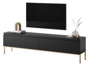 Mobile TV Da Terra 175 Cm 2 Ante Nero Piedini Oro Lume