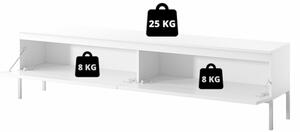 Mobile TV Da Terra 175 Cm 2 Ante Bianco Piedini Oro Lume