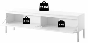 Mobile TV Da Terra 150 Cm 2 Ante Bianco Piedini Oro Lume
