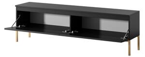 Mobile TV Da Terra 150 Cm 2 Ante Nero Piedini Oro Lume