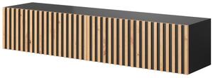 Mobile TV Sospeso Listellato 140 Cm Nero E Rovere Astra