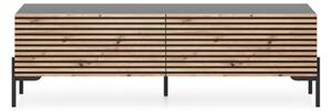 Mobile TV Da Terra 140 Cm Listellato 2 Ante Nero E Rovere Zenith