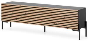Mobile TV Da Terra 140 Cm Listellato 2 Ante Nero E Rovere Zenith