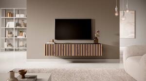 Mobile TV Sospeso Listellato 140 Cm Nero E Rovere Astra