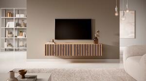Mobile TV Sospeso Listellato 140 Cm Rovere E Nero Astra