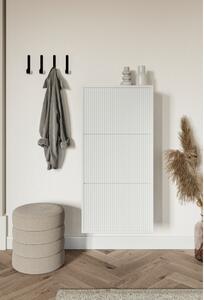 Scarpiera Sospesa Cannettata 3 Ante 50x30x103 Bianco Bali