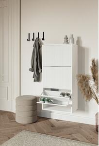 Scarpiera Sospesa Cannettata 3 Ante 50x30x103 Bianco Bali