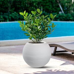 Vaso in resina da esterno interno tondo a sfera d.40x33h Botticelli Bianco