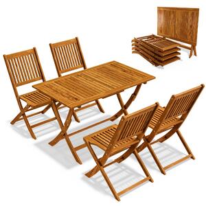 Casaria Set da Pranzo da Giardino Sydney 4+1 Pz. Tavolo e Sedie Esterno Legno Acacia FSC Balcone