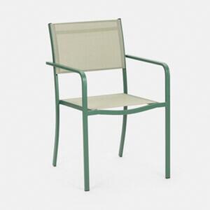 Set Tavolo Da Esterno 150x80x74h Cm Con 4 Sedie Minimal Verde