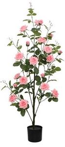 Rosa Artificiale Pianta Ornamentale Con Vaso Nero H 130 Cm