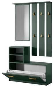Mobile Da Ingresso Con Scarpiera Appendiabiti E Specchio Lind Verde