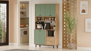 Mobile Cucina Dispensa Multiuso 120x36x205 Claudia Verde Salvia E Rovere
