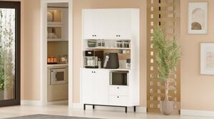 Mobile Cucina Dispensa Multiuso 120x36x205 Con Ante E Cassetti Claudia Bianco