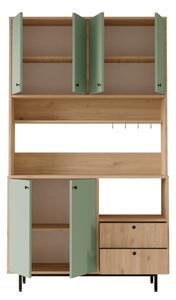 Mobile Cucina Dispensa Multiuso 120x36x205 Claudia Verde Salvia E Rovere