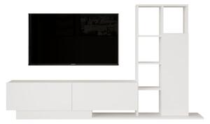 Mobile TV Da Terra A 2 Ante Con Libreria Laterale Bianco Opaco Demo