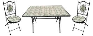 Set Tavolo Mosaico Rettangolare 120 Cm Con 2 Sedie Pieghevoli Montecarlo