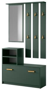 Mobile Da Ingresso Con Scarpiera Appendiabiti E Specchio Lind Verde