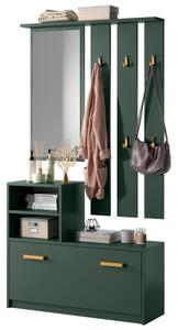 Mobile Da Ingresso Con Scarpiera Appendiabiti E Specchio Lind Verde