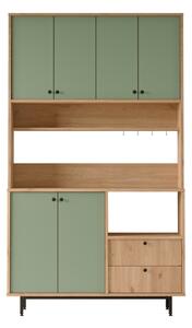 Mobile Cucina Dispensa Multiuso 120x36x205 Claudia Verde Salvia E Rovere