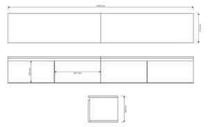 Mobile TV Sospeso 200 cm 4 Ante A Ribalta Noce Scuro Lume