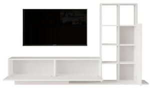 Mobile TV Da Terra A 2 Ante Con Libreria Laterale Bianco Opaco Demo