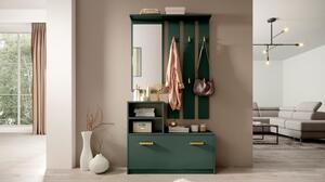 Mobile Da Ingresso Con Scarpiera Appendiabiti E Specchio Lind Verde