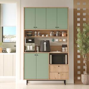 Mobile Cucina Dispensa Multiuso 120x36x205 Claudia Verde Salvia E Rovere