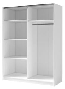 Armadio 150x200h Cm 2 Ante Scorrevoli Con Specchio Bianco Listelli Rovere Bayadero