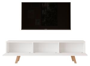 Mobile TV Da Terra A 3 Ante 180 Cm Con Piedini In Legno Nordik Bianco