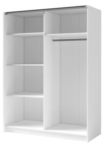 Armadio 150x200h Cm 2 Ante Scorrevoli Con Specchio Bianco Listelli Rovere Dalia