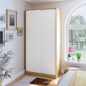 Armadio Guardaroba 2 Ante Scorrevoli 10x50x200 TOP Bianco E Rovere