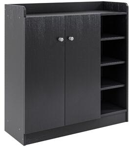 Homcom scarpiera da ingresso salvaspazio mobile scarpiera in Legno con 2 Ante 3 Ripiani 83 x 30 x 90 cm Nero|Aosom