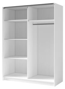 Armadio 200x200h Cm 2 Ante Scorrevoli Con Specchio Bianco Listelli Rovere Dalia