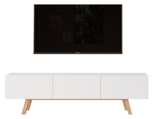 Mobile TV Da Terra A 3 Ante 180 Cm Con Piedini In Legno Nordik Bianco
