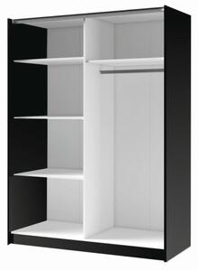 Armadio 150x200h Cm 2 Ante Scorrevoli Con Specchio Nero Listelli Rovere Bayadero
