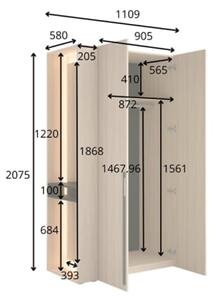Armadio Ingresso 110x207h Cm 2 Ante Con Specchio Laterale Rovere Barcelona