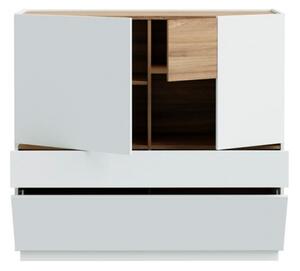 Mobile Soggiorno 120x40x110h 3 Ante 1 Cassetto Lewis Rovere E Grigio Chiaro