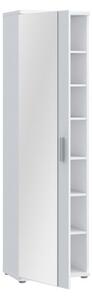 Armadio Scarpiera Multiuso Con Specchio 7 Ripiani 50x35x180h Nube Bianco