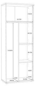 Armadio Multiuso Portascope 2 Ante 5 Vani 70x35x180h Nube Rovere Cenere E Bianco