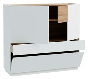 Mobile Soggiorno 120x40x110h 3 Ante 1 Cassetto Lewis Rovere E Grigio Chiaro