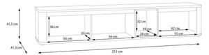 Mobile TV Sospeso 3 Ante 215x40x40 Con Vano A Giorno Lehman Rovere Scuro
