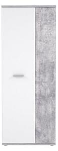 Armadio Scarpiera Multiuso 2 Ante 6 Ripiani 70x35x180h Nube Bianco E Cemento