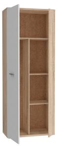 Armadio Multiuso Portascope 2 Ante 5 Vani 70x35x180h Nube Rovere E Bianco
