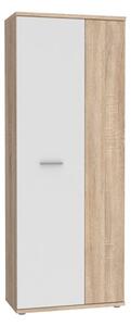 Armadio Multiuso Portascope 2 Ante 5 Vani 70x35x180h Nube Rovere E Bianco